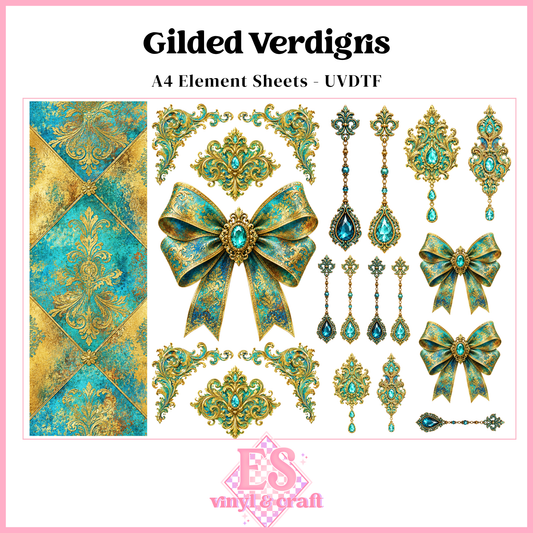 Guilded Verdigns - UVDTF Element Sheet (A4 Sheet)