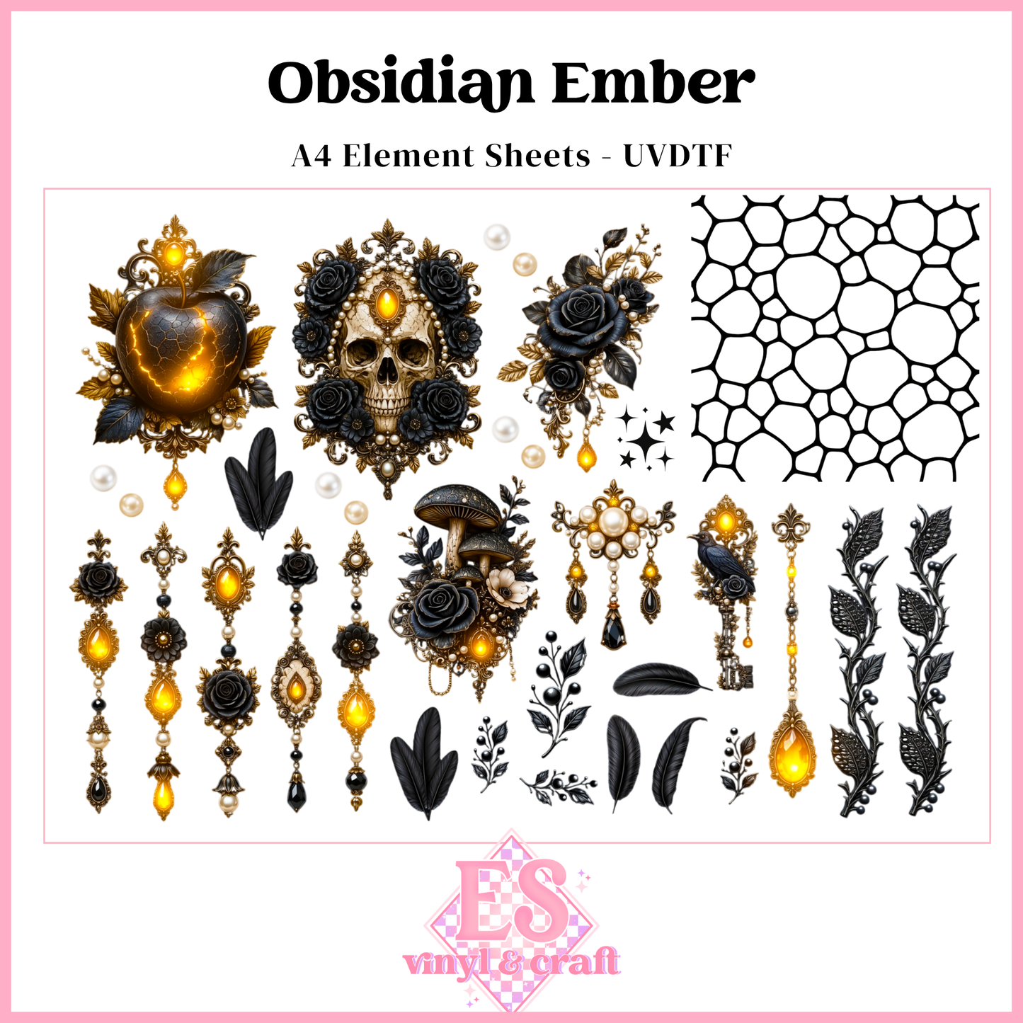 Obsidian Ember - UVDTF Element Sheet (A4 Sheet)
