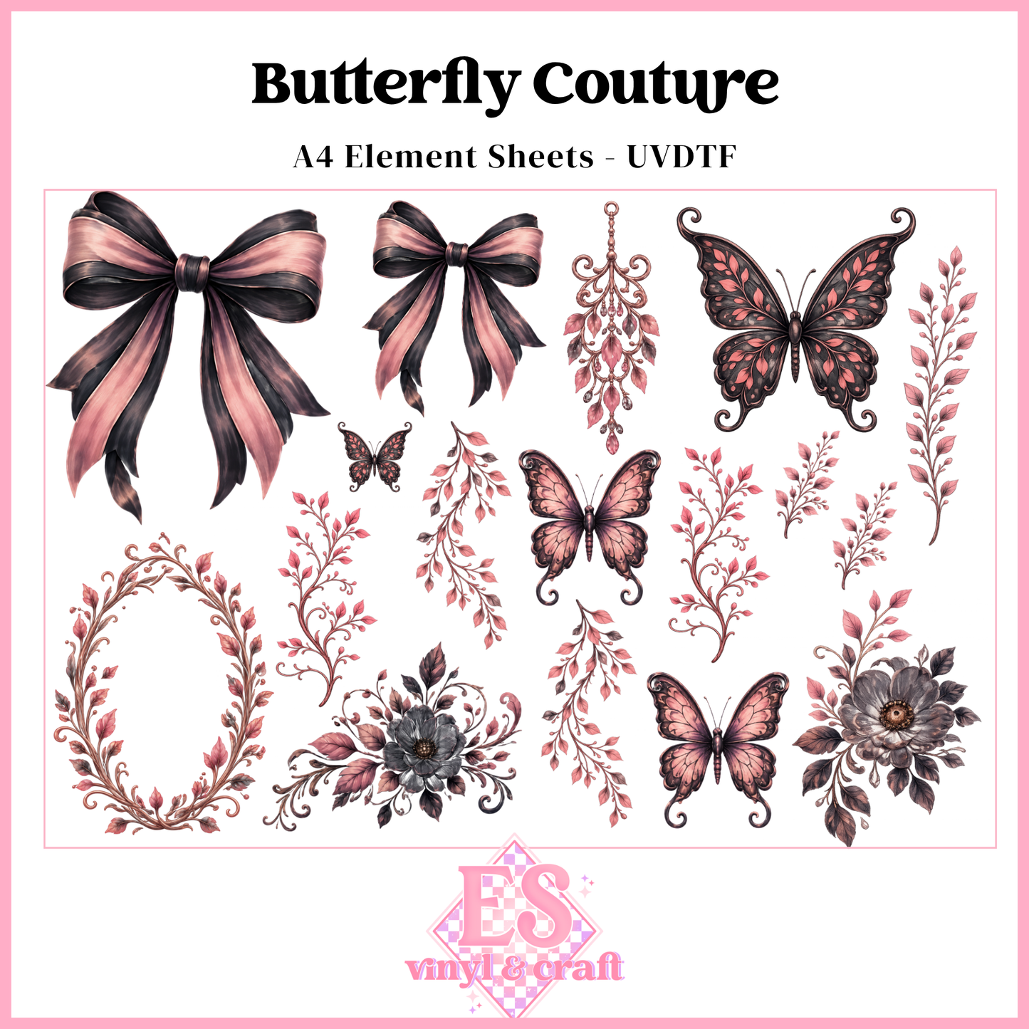 Butterfly Couture - UVDTF Element Sheet (A4 Sheet)