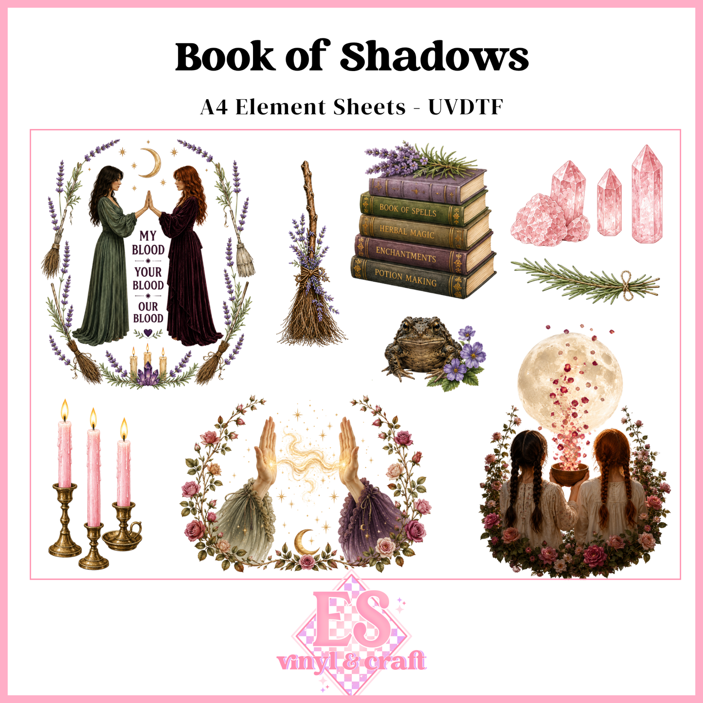Book of Shadows - UVDTF Element Sheet (A4 Sheet)