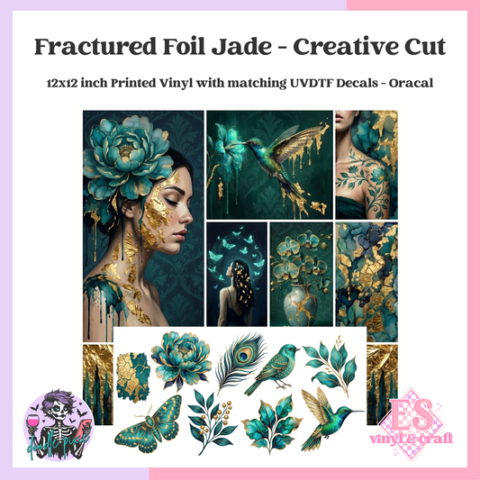 Fractured Foil Jade - 12" x 12" Printed Vinyl and UVDTF Decal