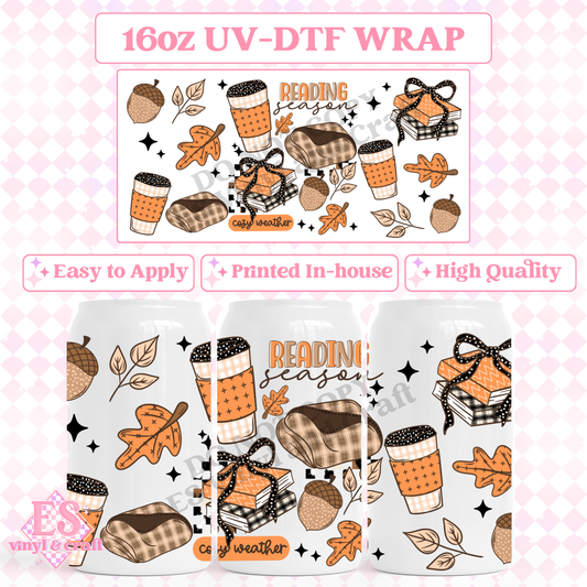 Reading Season - 16oz Beer Can / Libbey UV-DTF Transfer image 0