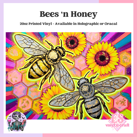 Bees N Honey - 20oz Printed Tumbler Self Adhesive Vinyl image 0