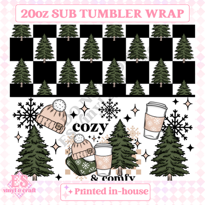 Cozy and Comfy - Full 20oz Tumbler Sublimation Ready Print image 1