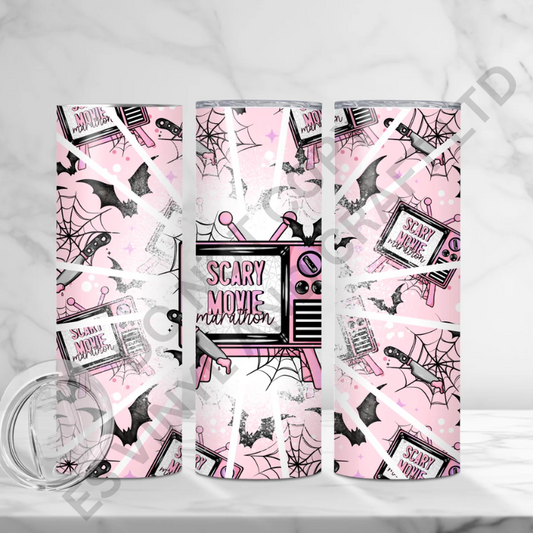 Scary Movie Marathon - Full 20oz Tumbler Sublimation Ready To Print image 0