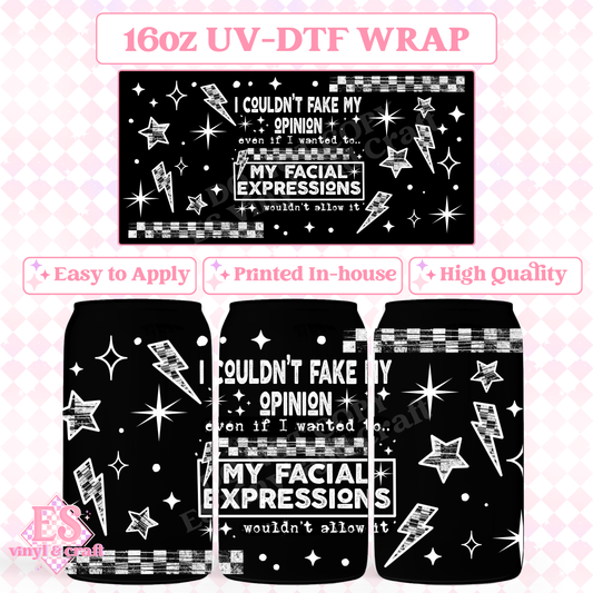 Facial Expressions (White Elements) - 16oz Beer Can / Libbey UV-DTF Tran image 0