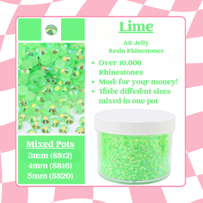 Rhinestone Mixed Pots - AB Jelly Rhinestones (3mm, 4mm, 5mm) 100g image 10