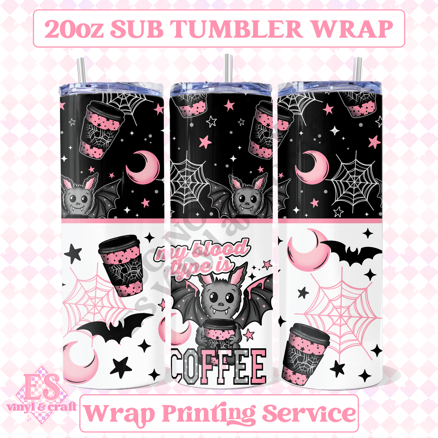 Coffee Bat - Full 20oz Tumbler Sublimation Print image 0