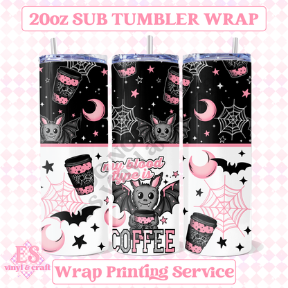 Coffee Bat - Full 20oz Tumbler Sublimation Print image 0