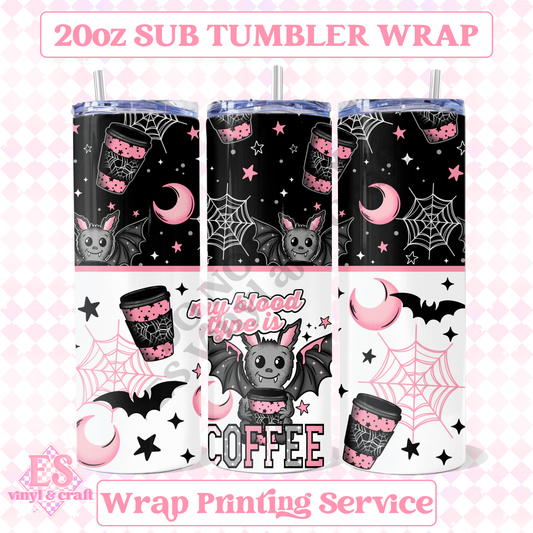 Coffee Bat - Full 20oz Tumbler Sublimation Print image 0