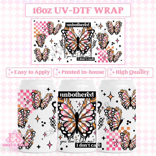 Unbothered - 16oz Beer Can / Libbey UV-DTF Transfer image 0