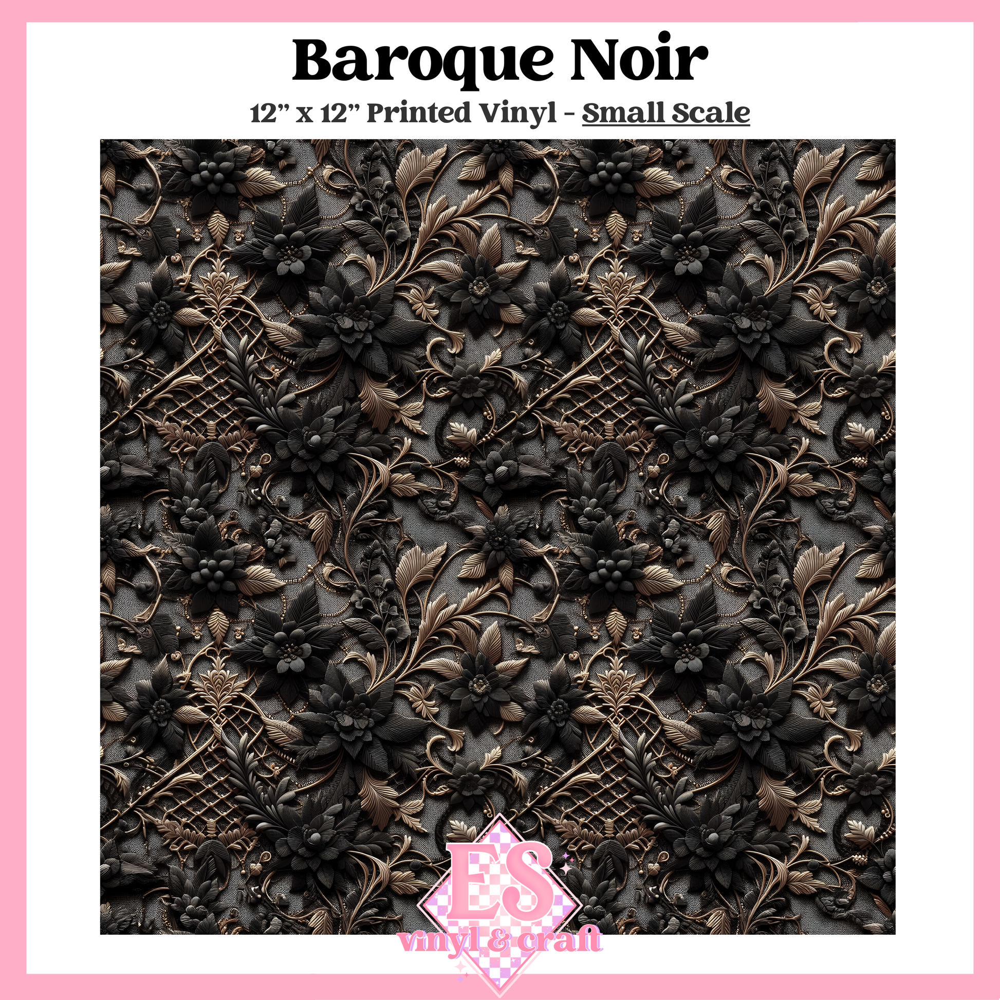 Baroque Noir - Small or Large Scale Options - 12" x 12" Sheet image 1