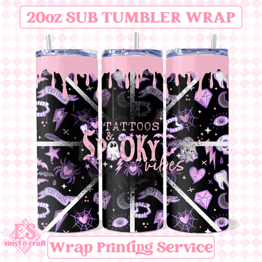 Tattoos and Spooky Vibes - Full 20oz Tumbler Sublimation Print image 0