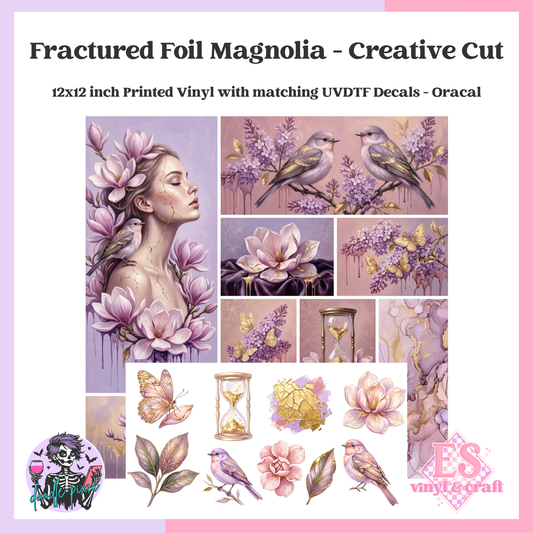 Fractured Foil Magnolia - 12" x 12" Printed Vinyl and UVDTF Decal
