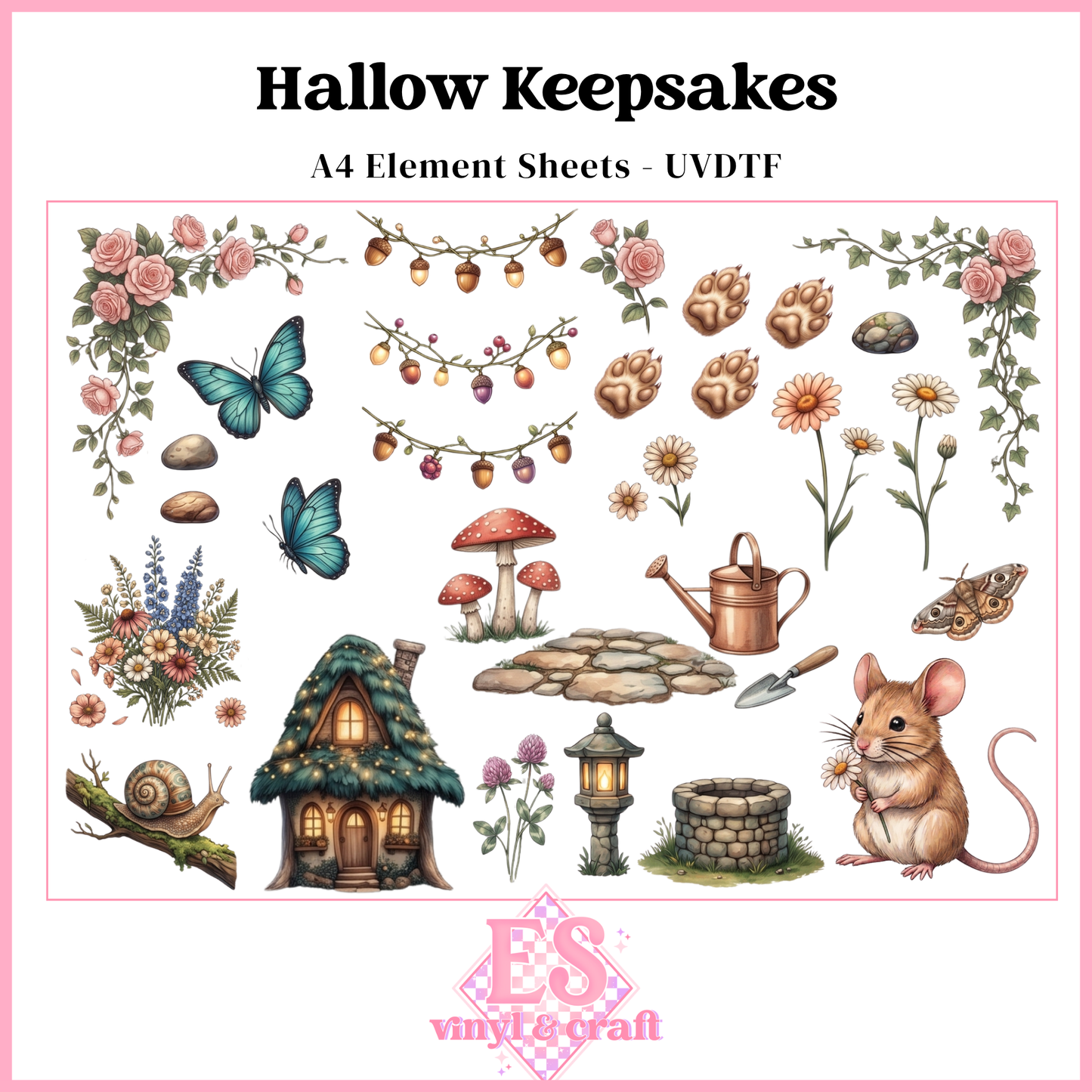 Hallow Keepsakes - UVDTF Element Sheet (A4 Sheet)
