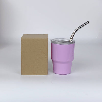 2oz Mini Double Wall Shot Tumblers with Lid and Metal Straw image 4