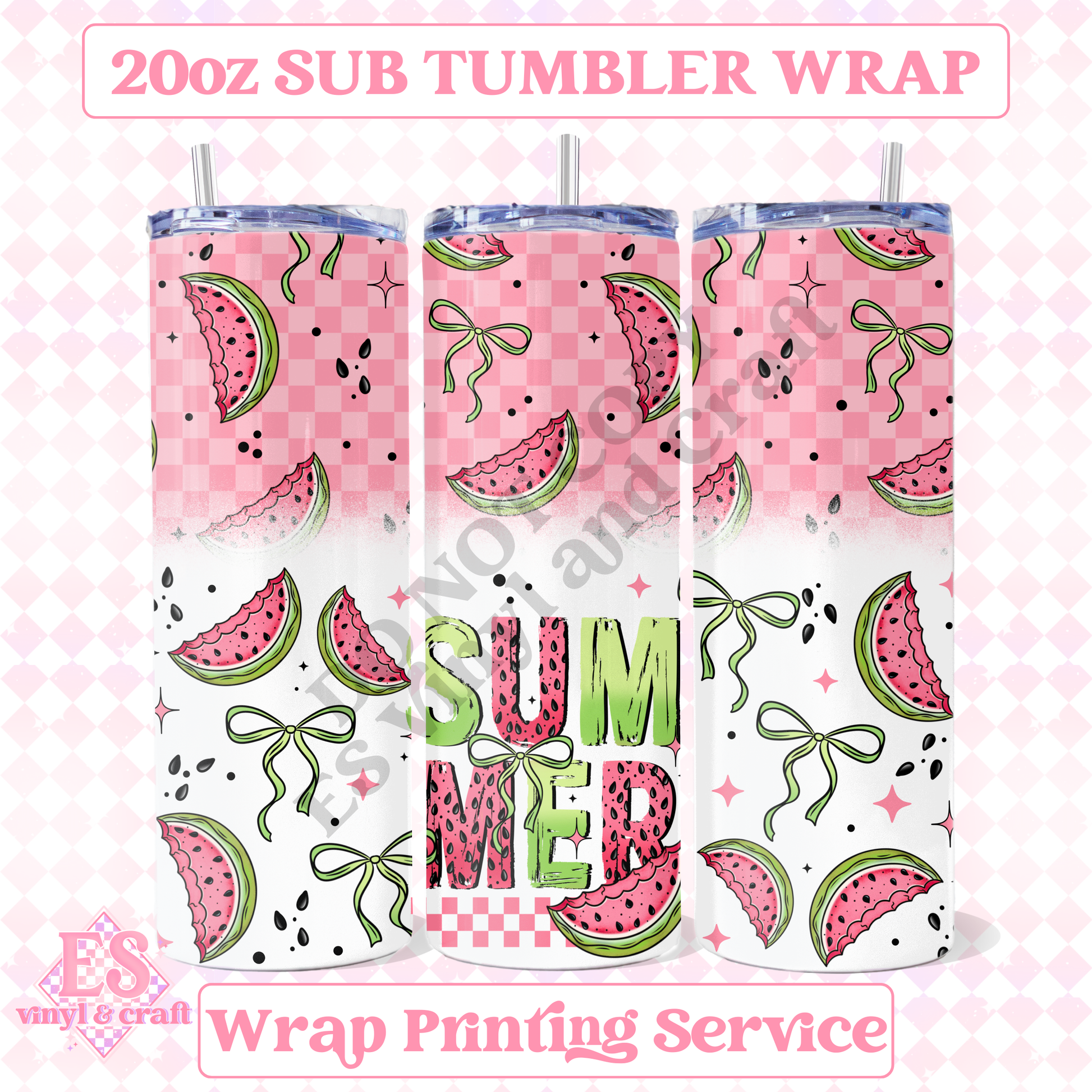 Watermelon Summer - Full 20oz Tumbler Sublimation Print image 0