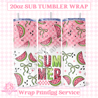 Watermelon Summer - Full 20oz Tumbler Sublimation Print image 0