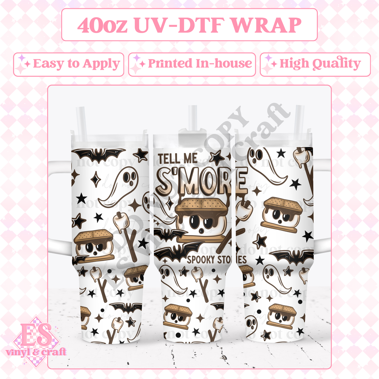 Spooky Stories - 40oz Tumbler Wraps - UV-DTF (2 Wraps - Top and Bo image 0