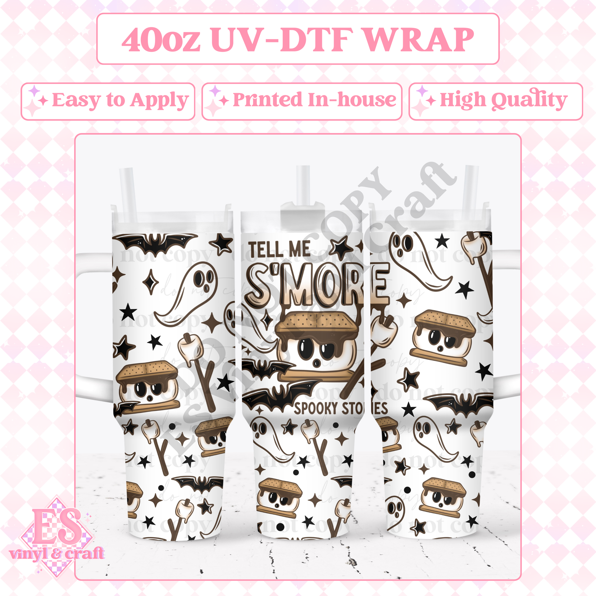 Spooky Stories - 40oz Tumbler Wraps - UV-DTF (2 Wraps - Top and Bo image 0