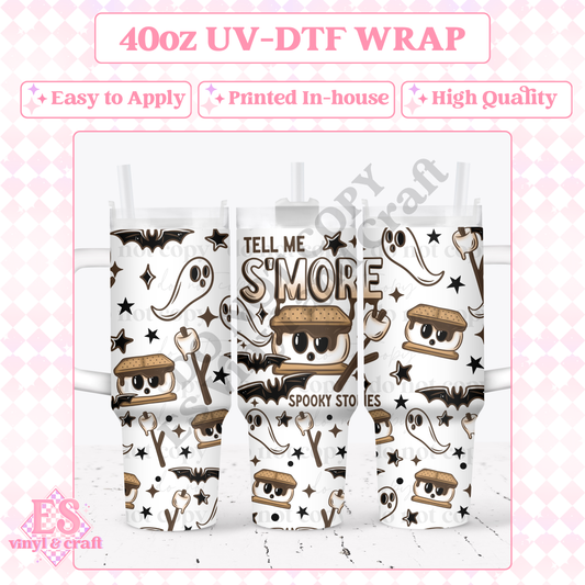 Spooky Stories - 40oz Tumbler Wraps - UV-DTF (2 Wraps - Top and Bo image 0