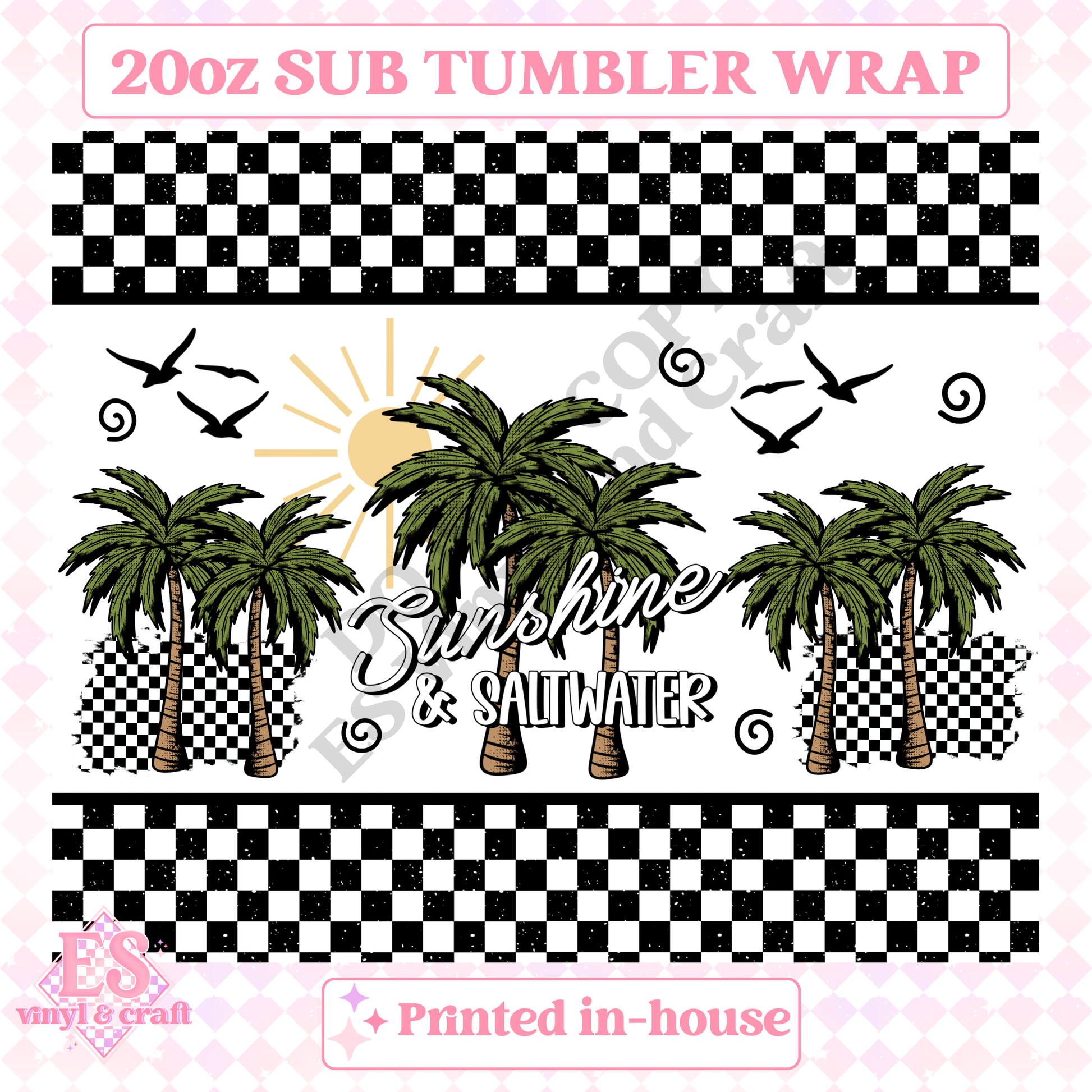 Sunshine and Saltwater - Full 20oz Tumbler Sublimation Print image 1