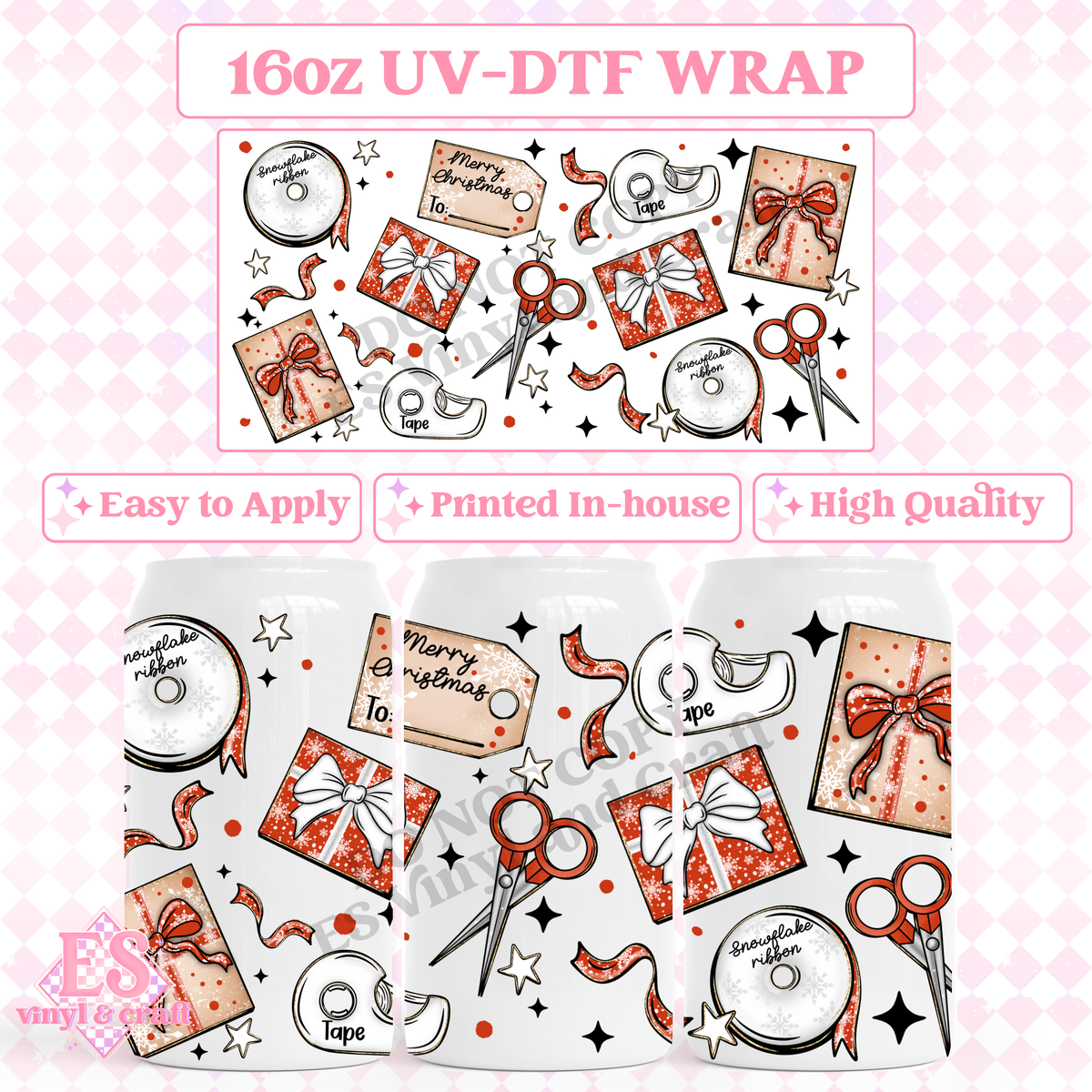 Wrapping Paper - 16oz Beer Can / Libbey UV-DTF Transfer image 0