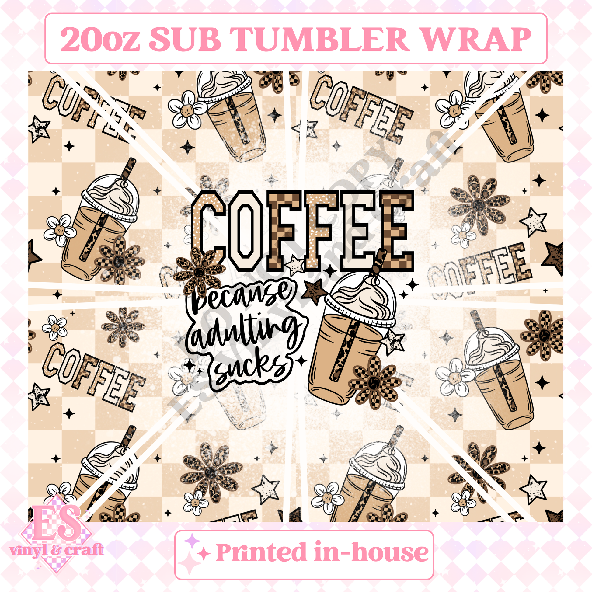Coffee - Full 20oz Tumbler Sublimation Print image 1
