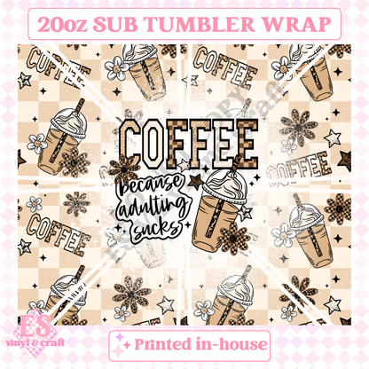 Coffee - Full 20oz Tumbler Sublimation Print image 1