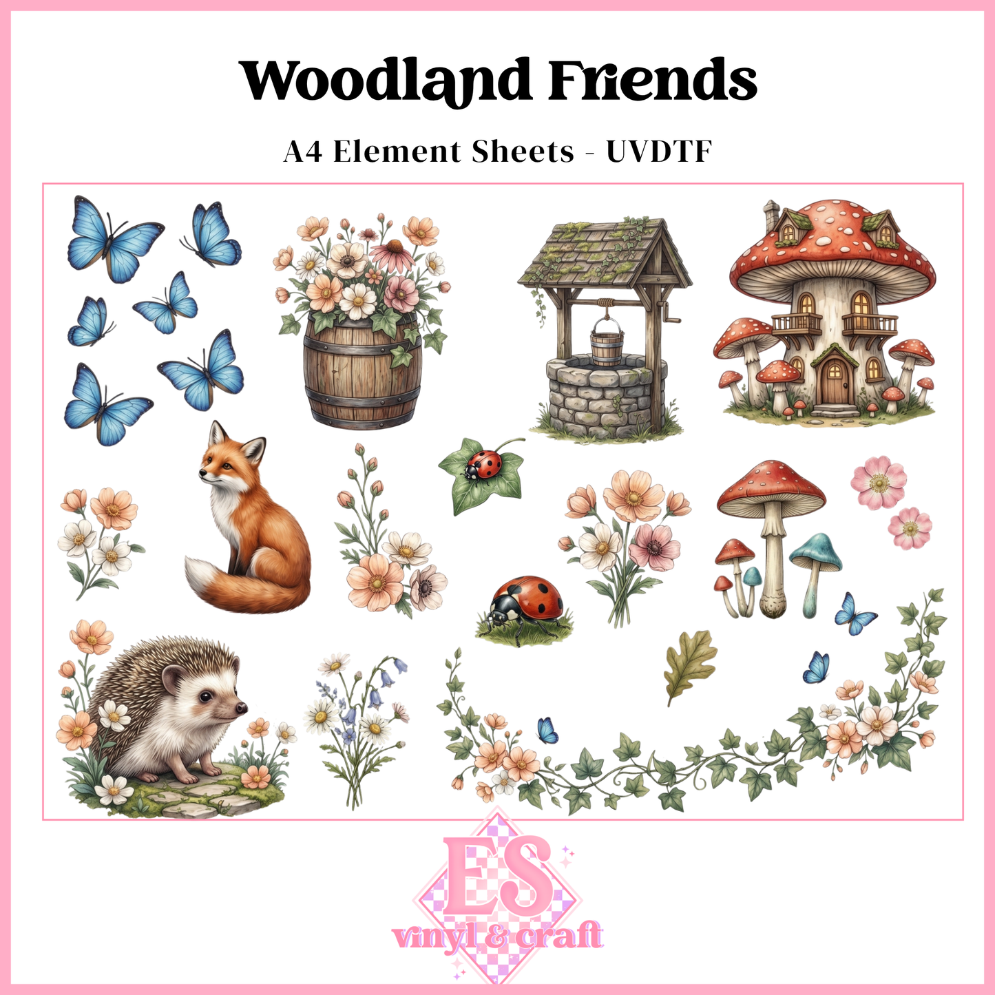 Woodland Friends - UVDTF Element Sheet (A4 Sheet)
