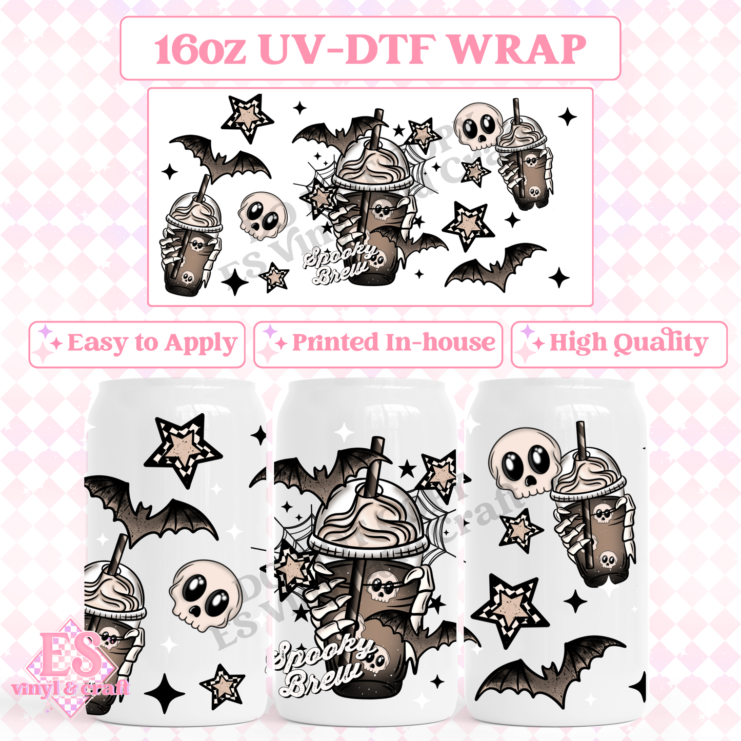 Spooky Brew - 16oz Beer Can / Libbey UV-DTF Transfer image 0