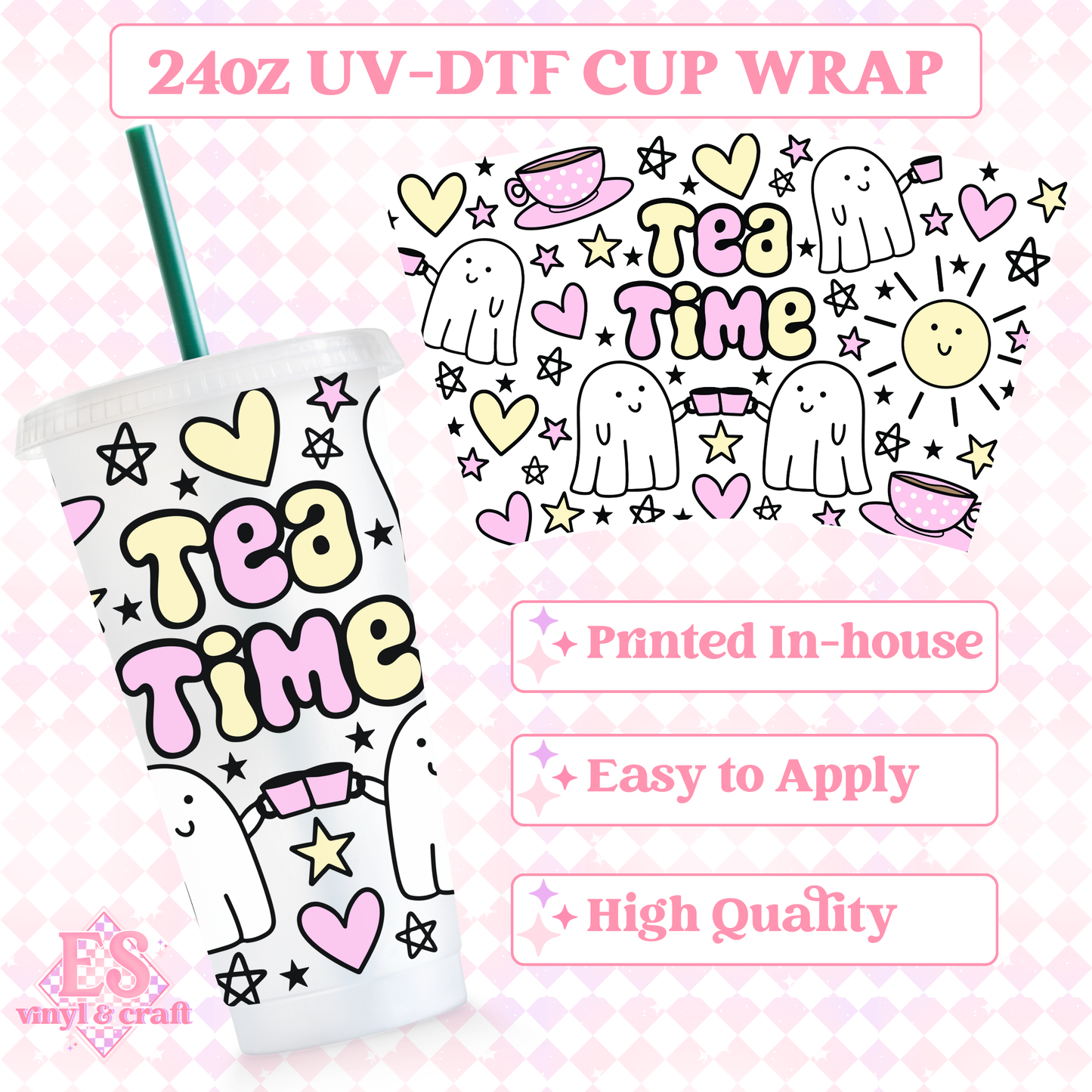 Tea Time - UVDTF 24oz Cold Cup Wrap image 0