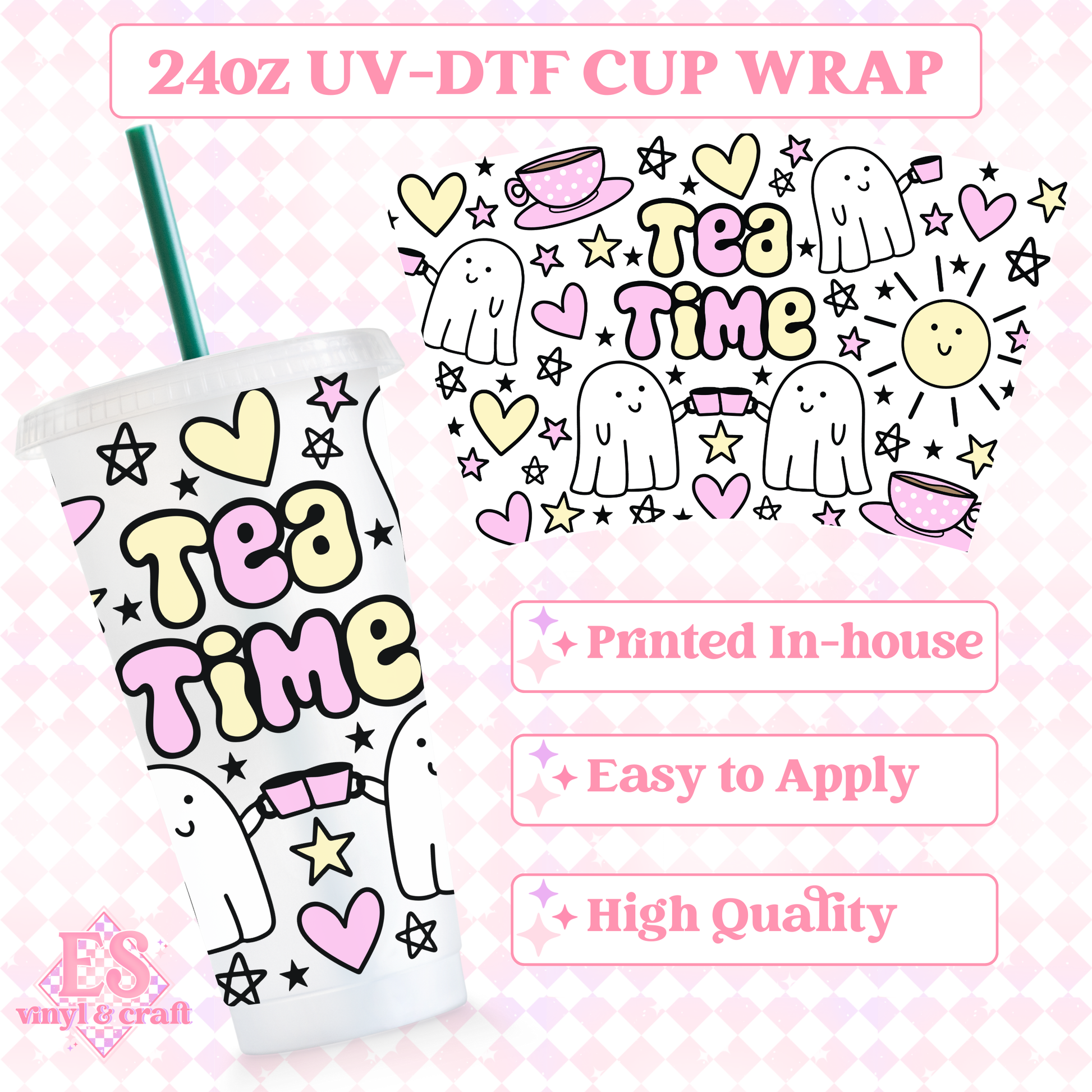 Tea Time - UVDTF 24oz Cold Cup Wrap image 0