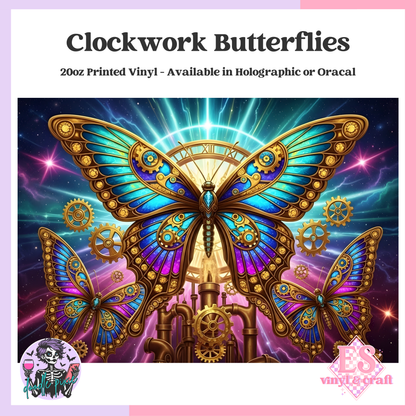 Clockwork Butterfly - 20oz Printed Tumbler Self Adhesive Vinyl image 0