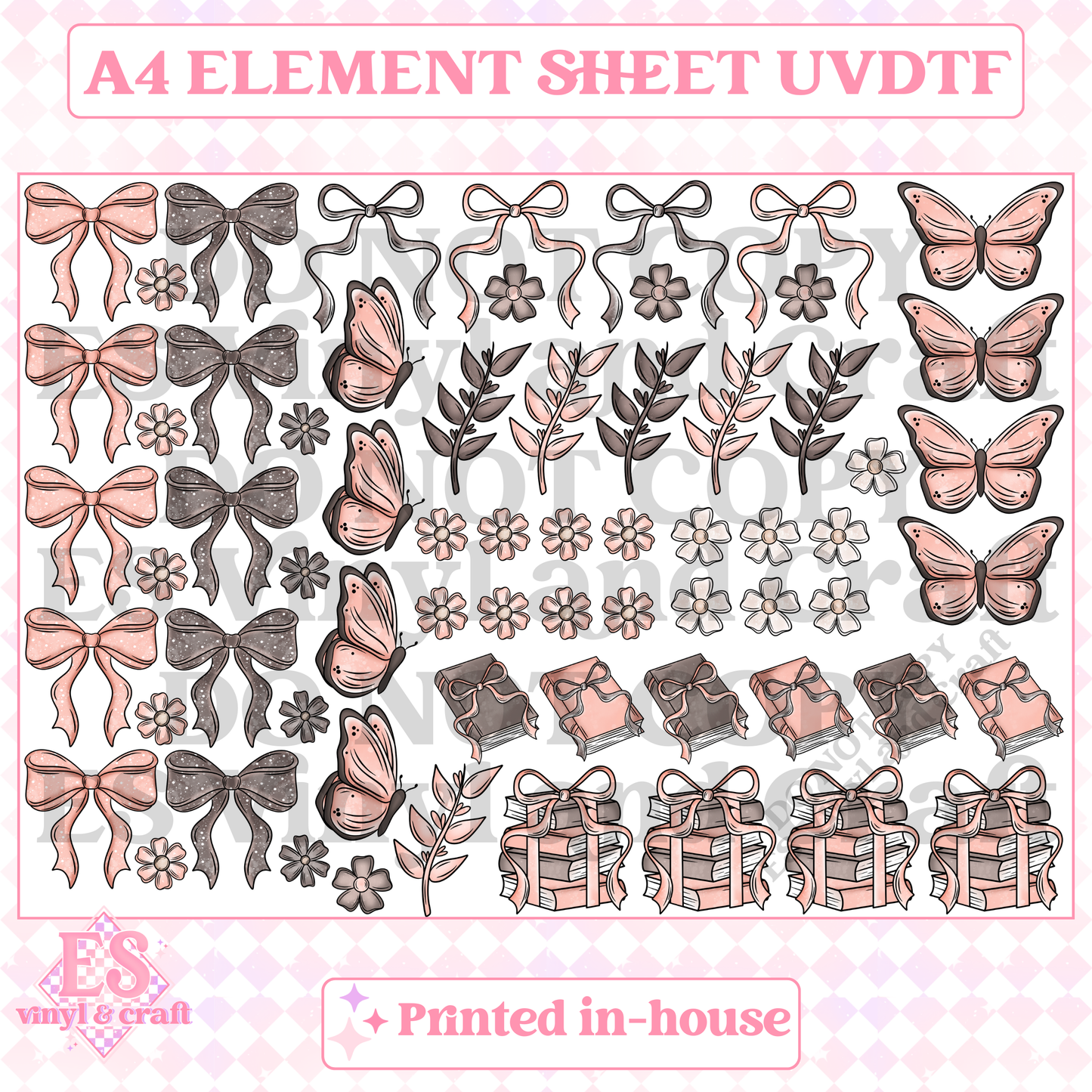 Bows and Books - UVDTF (A4 Sheet) 210mm x 300mm image 0