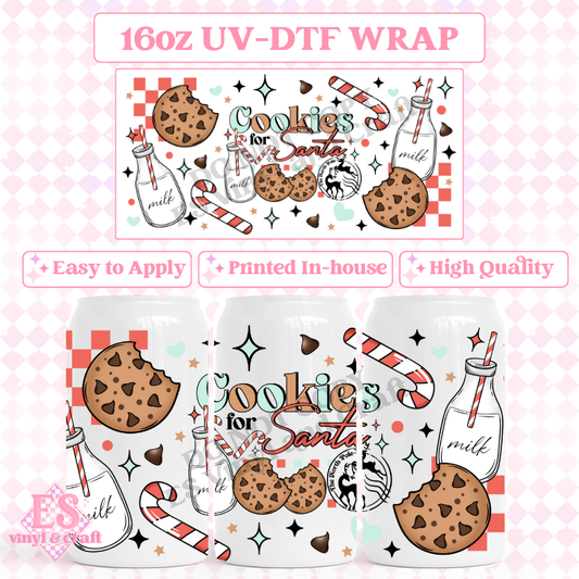 Cookies for Santa - 16oz Beer Can / Libbey UV-DTF Transfer image 0