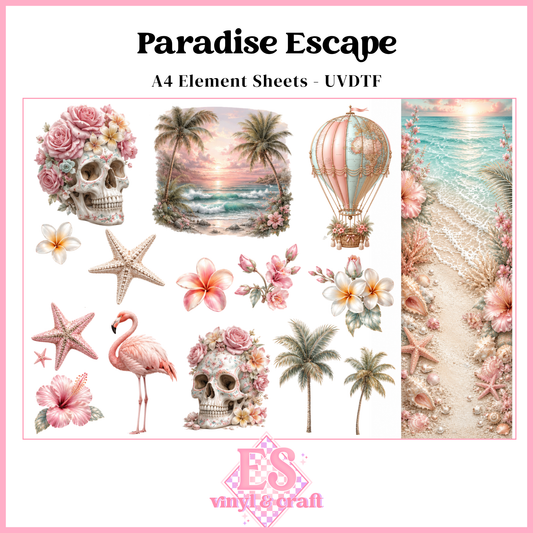 Paradise Escape - UVDTF Element Sheet (A4 Sheet)
