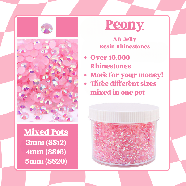 Rhinestone Mixed Pots - AB Jelly Rhinestones (3mm, 4mm, 5mm) 100g image 5
