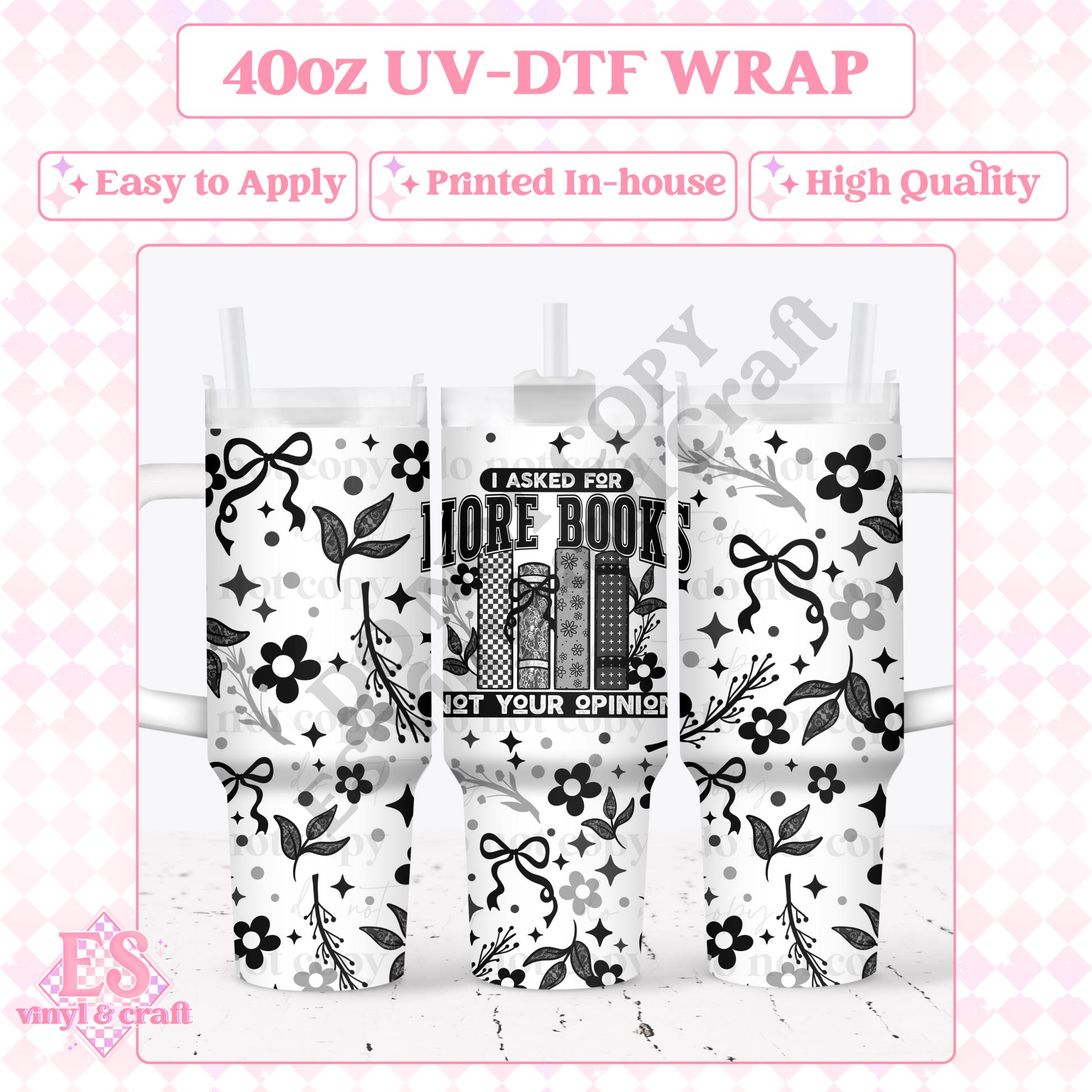 More Books - 40oz Tumbler Wraps - UV-DTF (2 Wraps - Top & Bottom) image 0