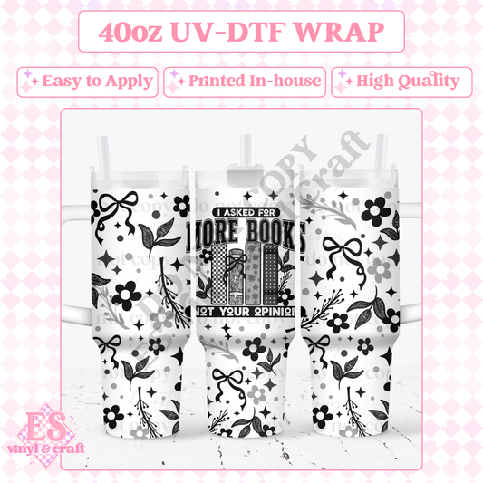 More Books - 40oz Tumbler Wraps - UV-DTF (2 Wraps - Top & Bottom) image 0