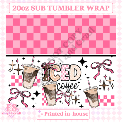 Pink Iced Coffee - Full 20oz Tumbler Sublimation Print image 1