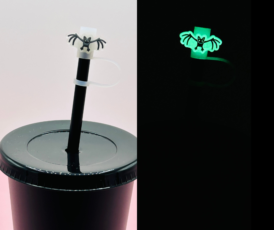 Straw Topper - Glow in the Dark Bat image 0