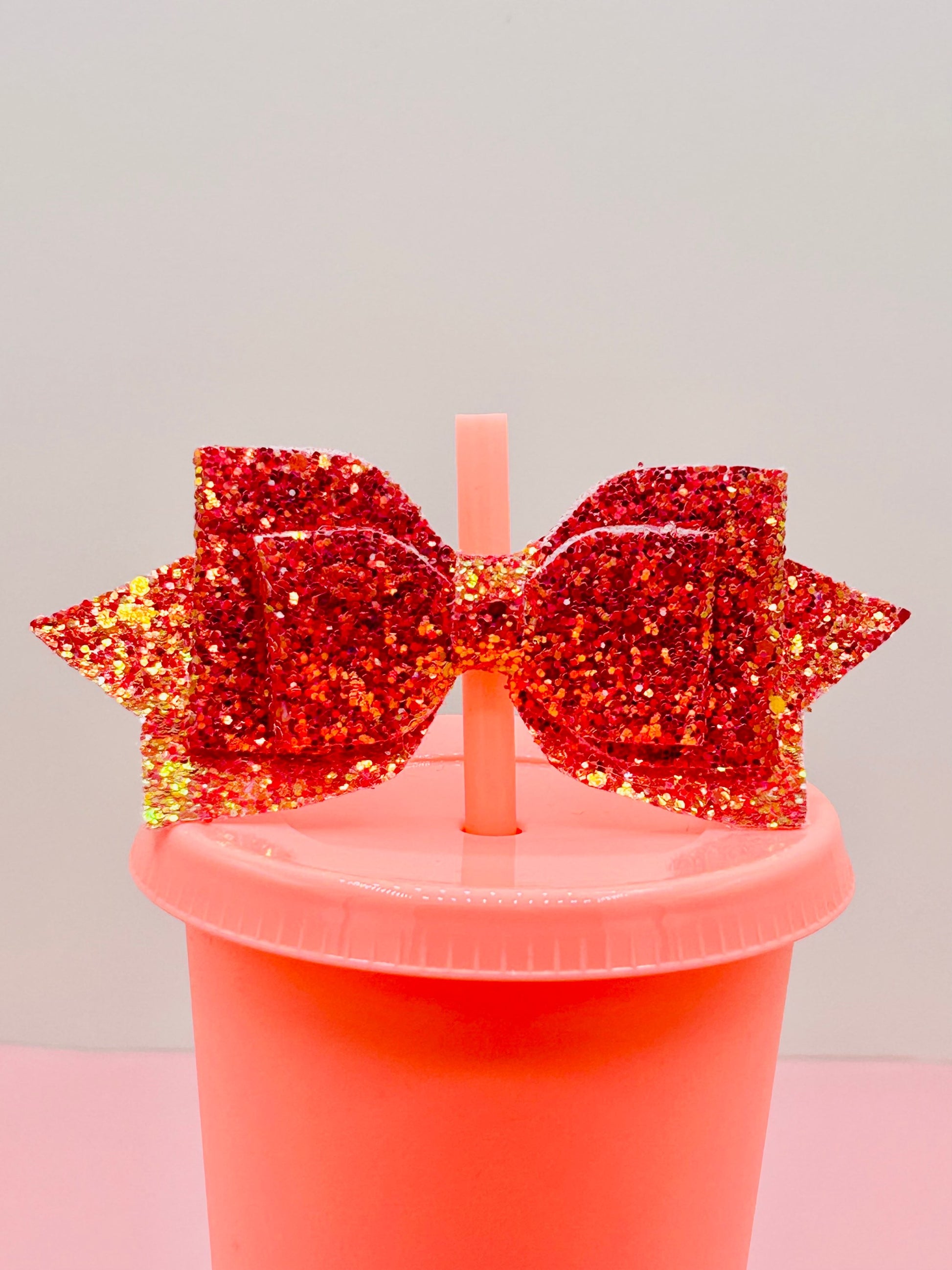 Bow Straw Topper - Salmon image 0