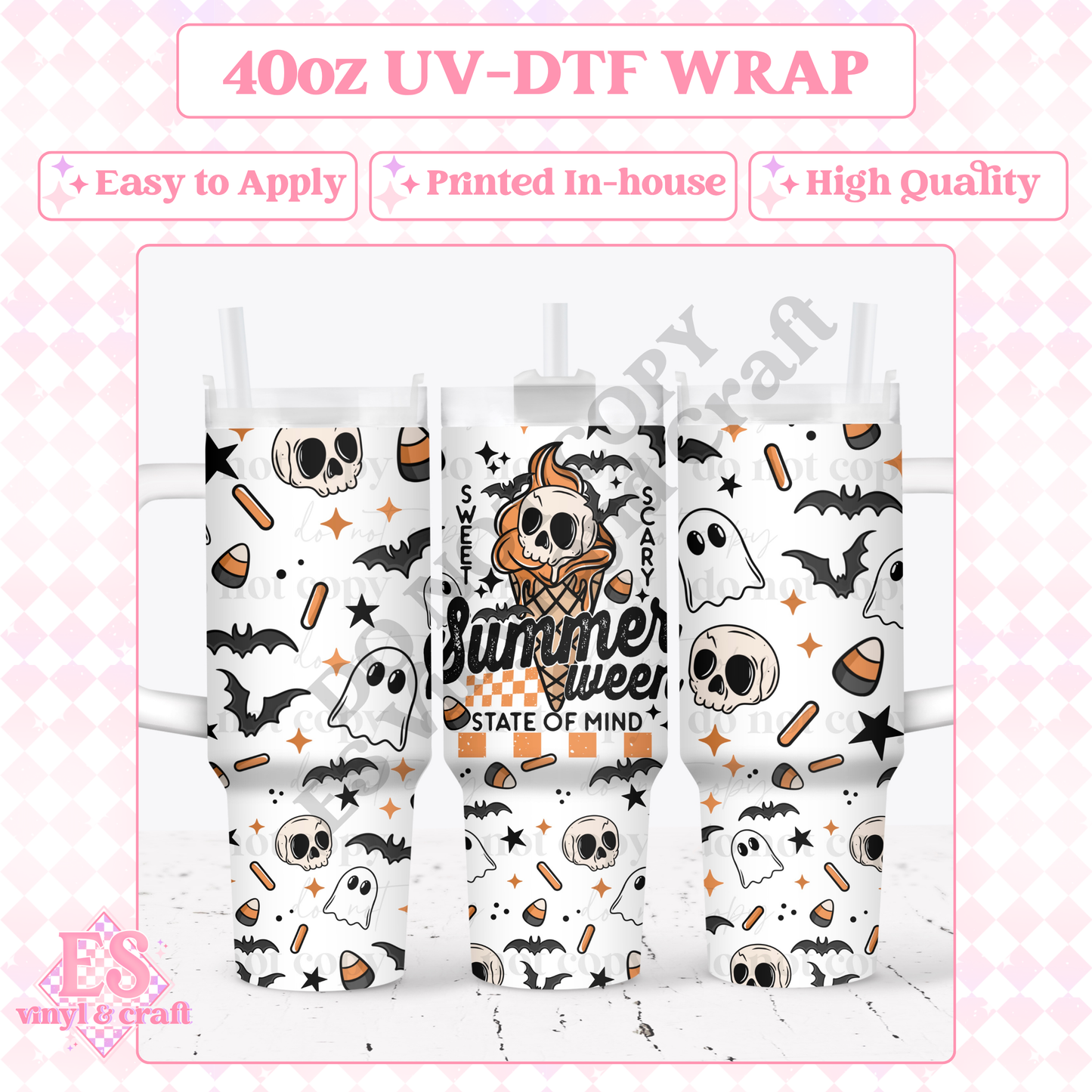 Summerween - 40oz Tumbler Wraps - UV-DTF (2 Wraps - Top and B image 0