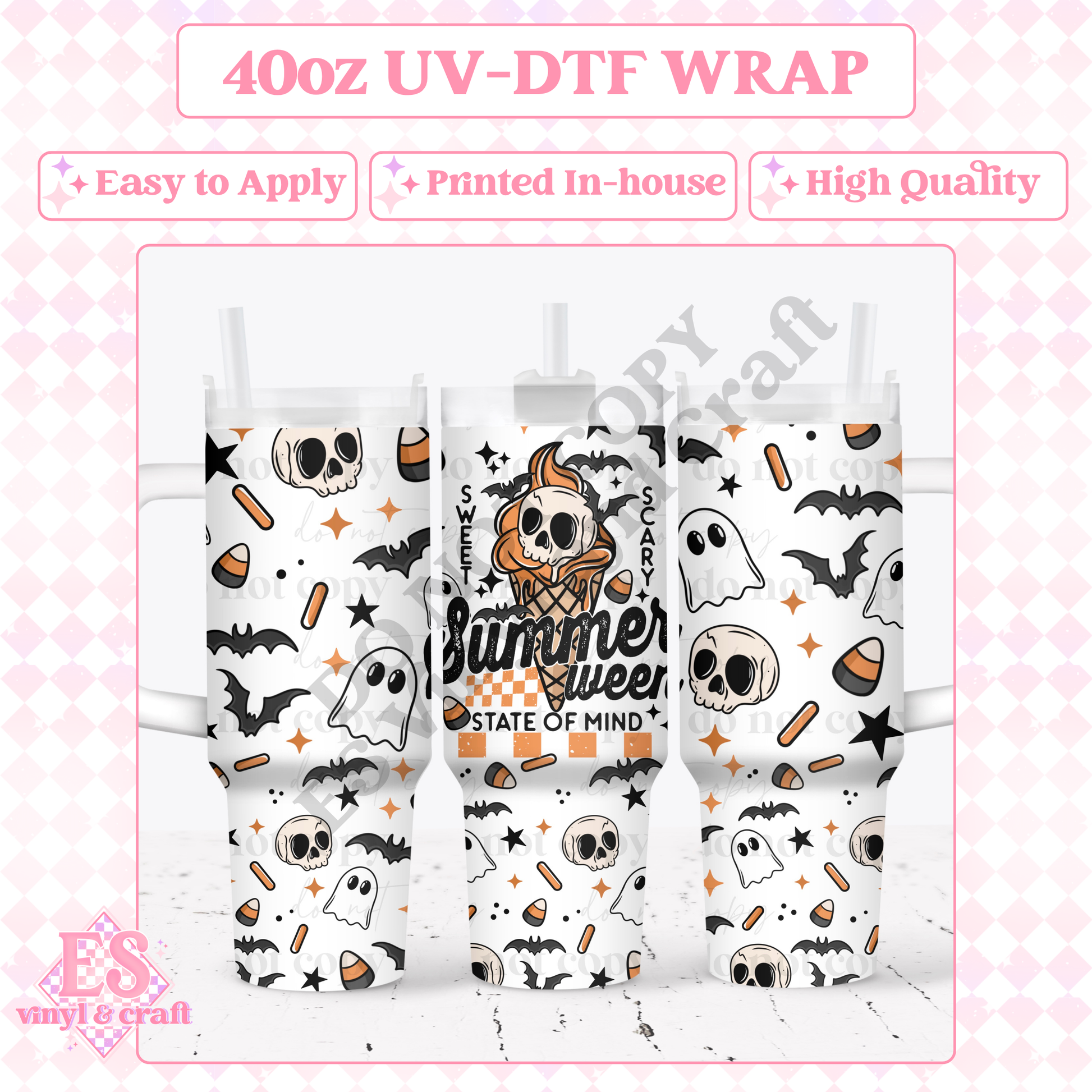 Summerween - 40oz Tumbler Wraps - UV-DTF (2 Wraps - Top and B image 0