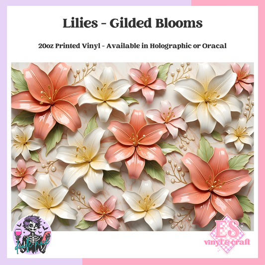 Lilies - 20oz Printed Tumbler Self Adhesive Vinyl image 0
