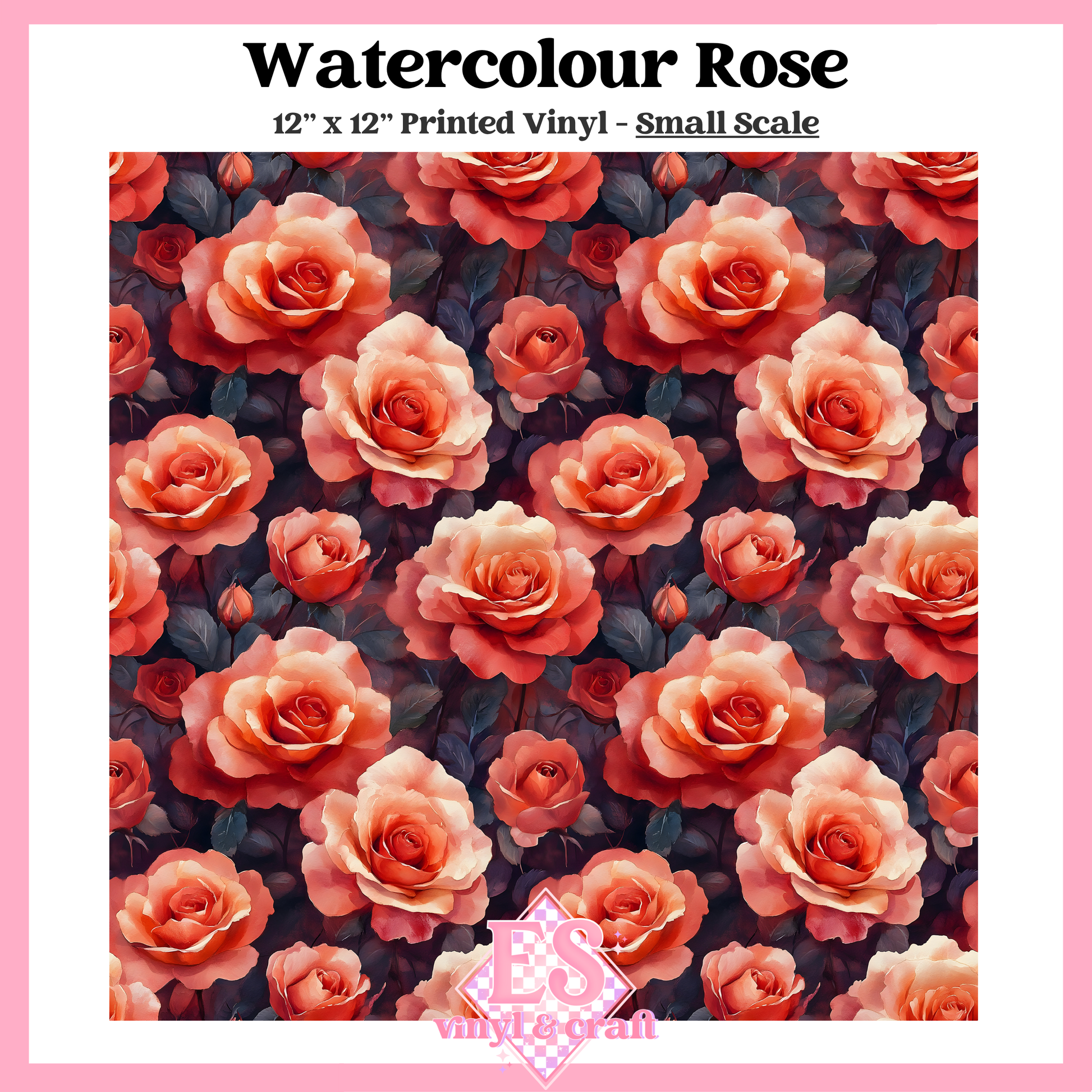 Watercolour Rose - Small or Large Scale Options - 12" x 12" Sheet image 1