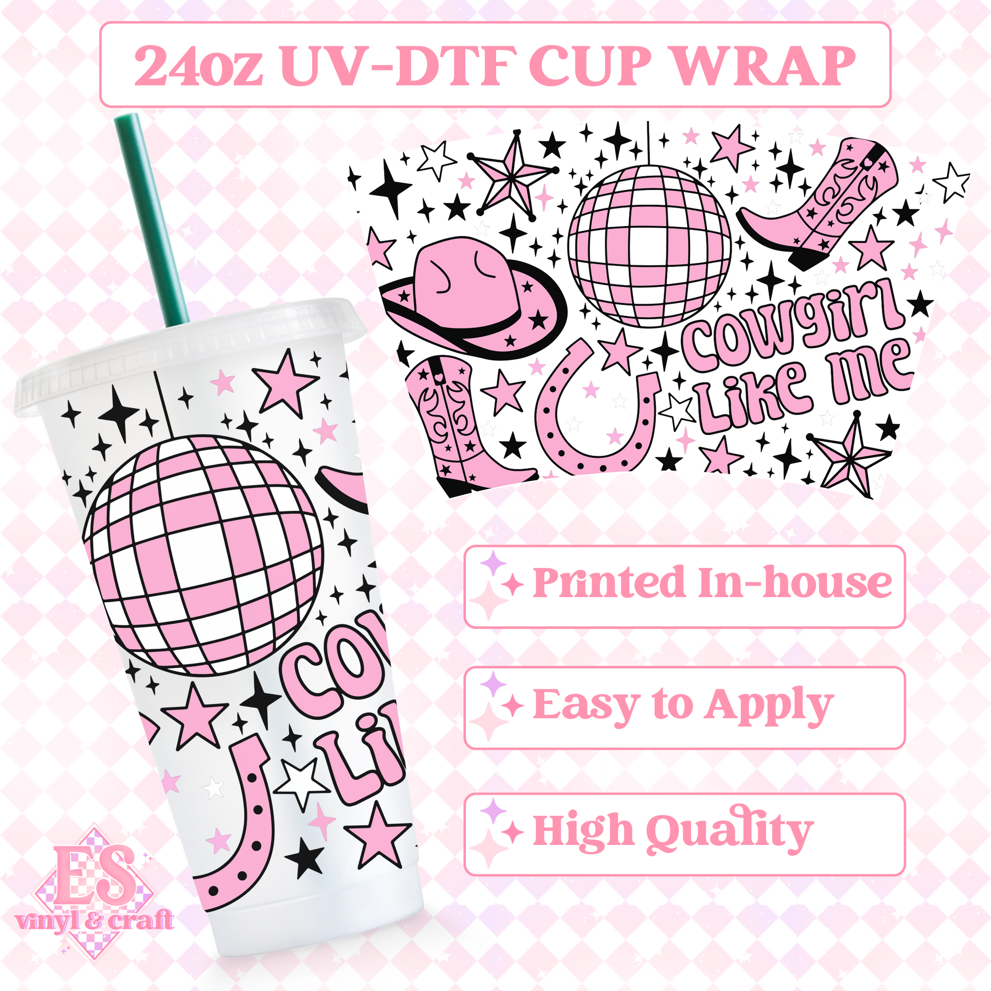 Cow Girl Like Me - UVDTF 24oz Cold Cup Wrap image 0