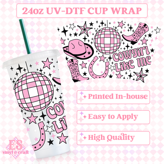 Cow Girl Like Me - UVDTF 24oz Cold Cup Wrap image 0