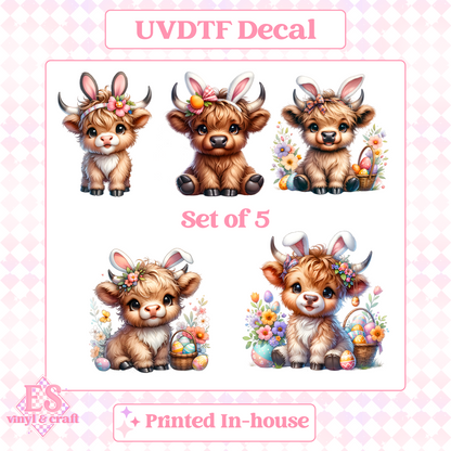 Easter Highland Cows - UV-DTF Decal Transfer image 6